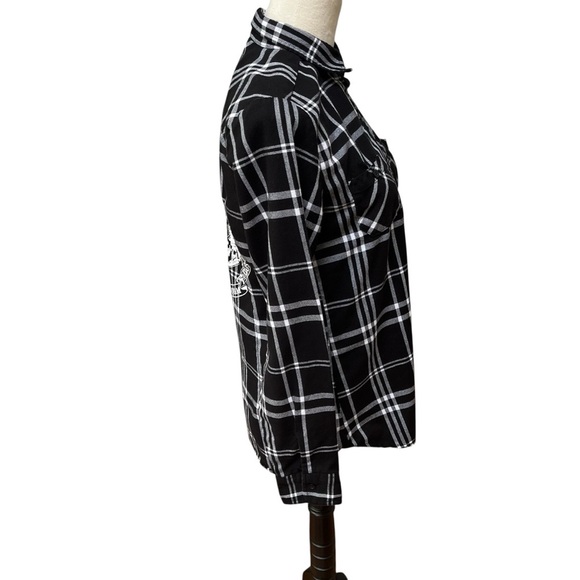 Harry Potter Girls Juniors Medium Black and White Plaid Button Up Shirt Flannel - Picture 5 of 9